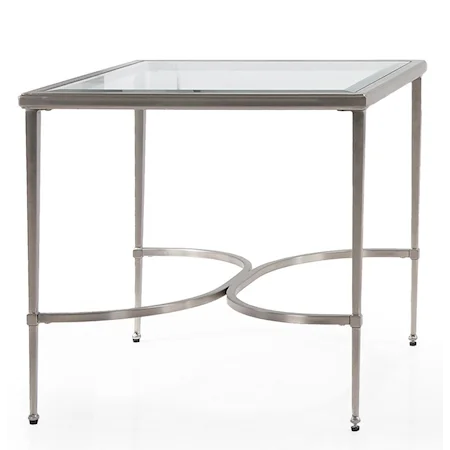 Transitional Metal End Table with Glass Top